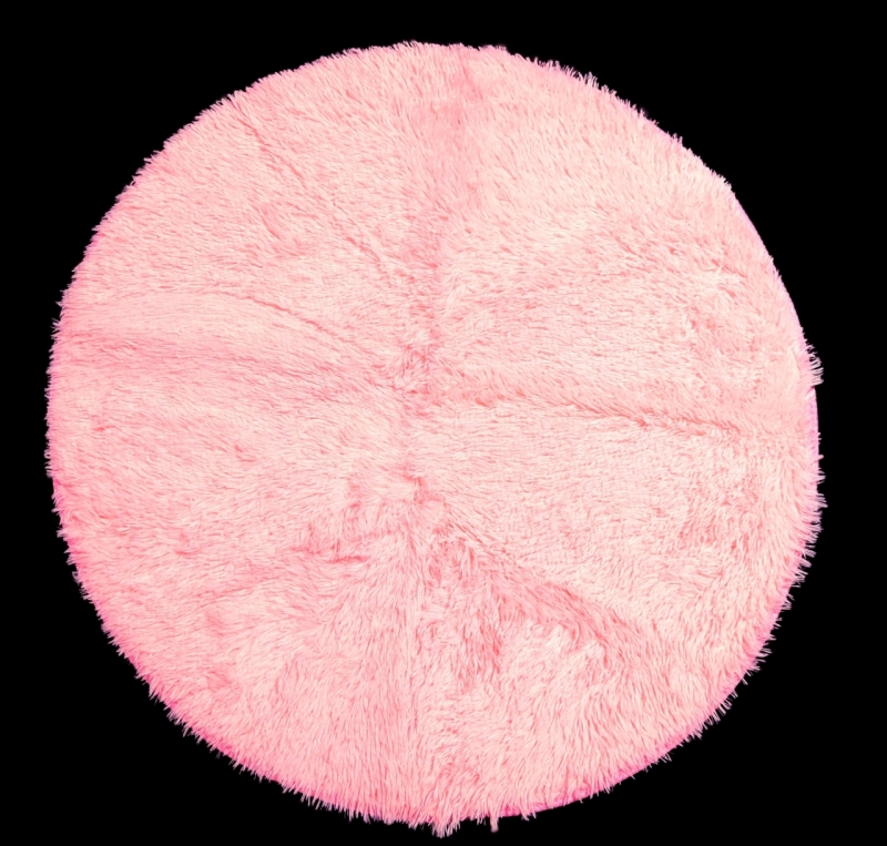 As-New 39.5" Diameter Light Pink Shag Rug