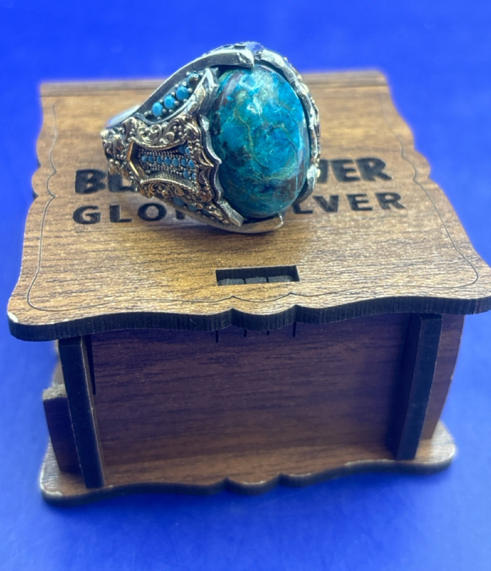 925 Sterling Silver Large Turquoise Ring