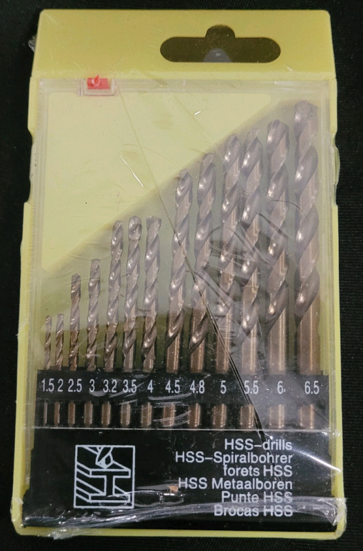 HSS Drill Bits , 1.5mm to 6.5mm , Set of 13 - New , Sealed