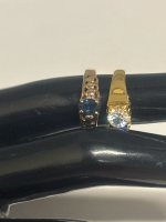 Two Rings CZ and Blue Stone Gold Electroplated