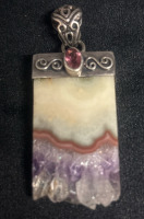 Captivating Amethyst Slice 925 Sterling FNA Pendant