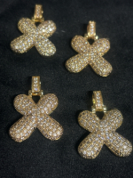 Four CZ Encrusted Bubble Letter Pendants X