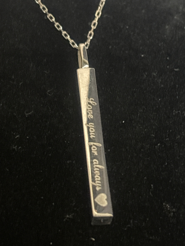 10K White Gold Bar Pendant 10K Chain Love You For Always As New