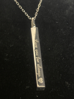 10K White Gold Bar Pendant 10K Chain Love You For Always As New