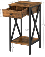 New VASAGLE Nightstand, End Table, Side Table, Tall Night Table with Drawer and Storage Shelf ULET501B01