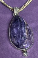 925 Sterling Charoite Pendant Substantial 925 Chain