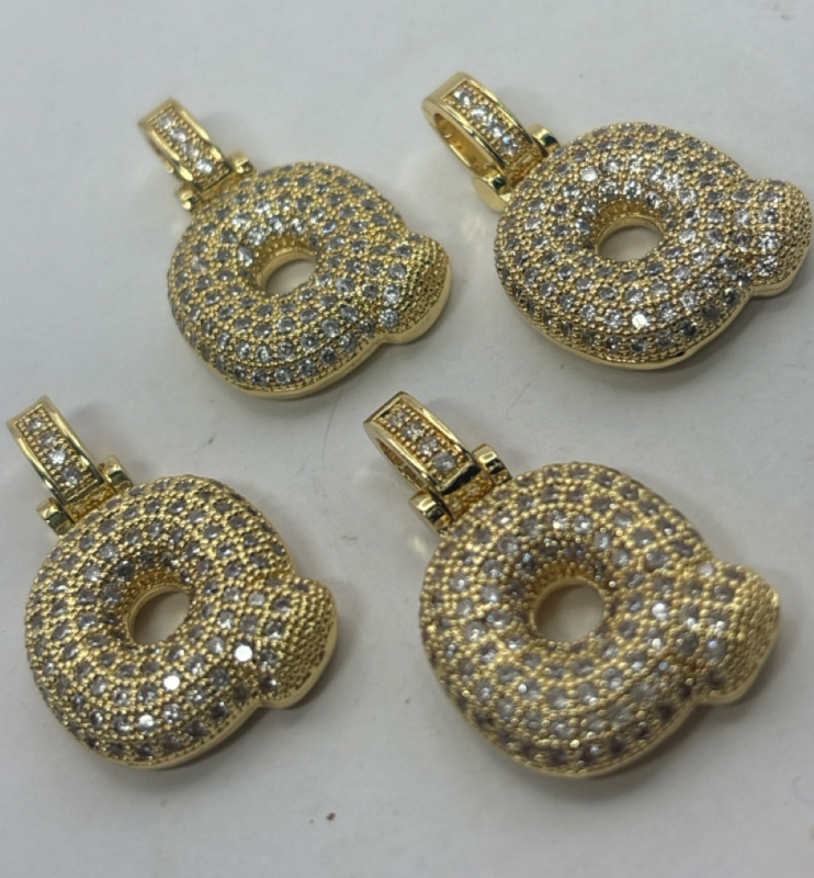 Four CZ Encrusted Bubble Letter Pendants Q