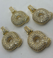 Four CZ Encrusted Bubble Letter Pendants Q