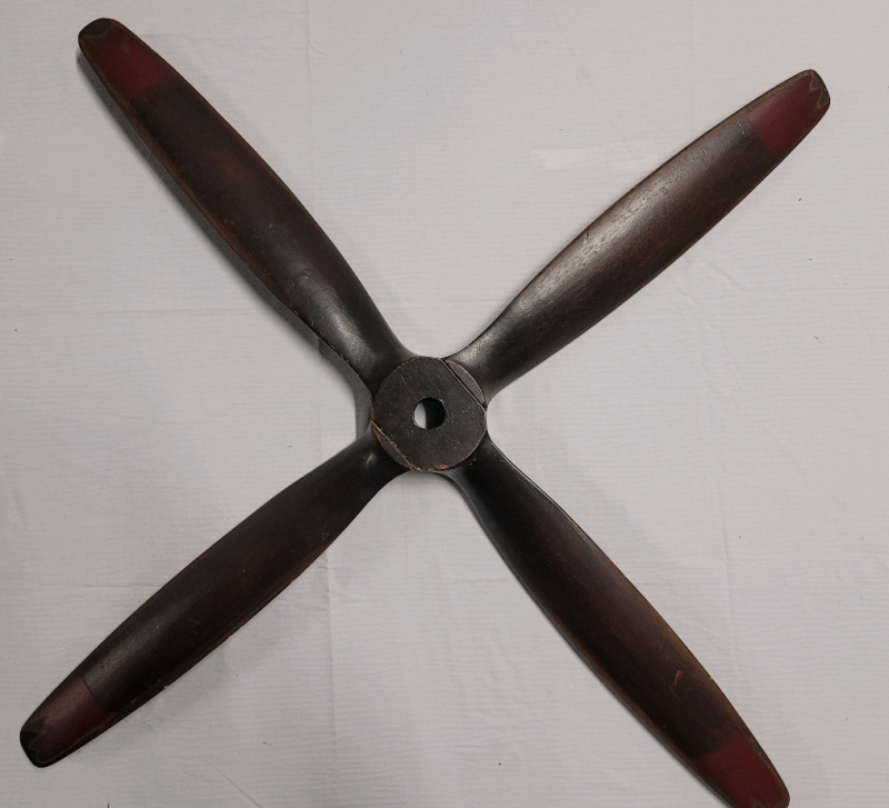 Vintage Wooden 2pc Four Blade Propeller . Measures 46 1/4" across
