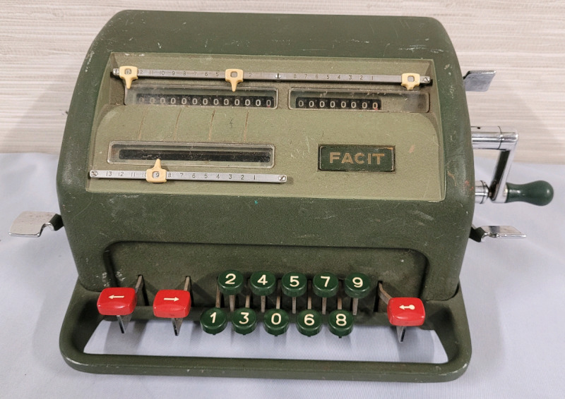 Vintage FACIT NTK Mechanical Calculator , Retro Desk Accessory .