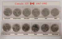 1992 (1867-) Canadian Canada 125 Provincial Quarter Set , 12 Coins