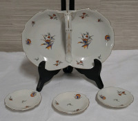Vintage Handled Serving Dish and 3 Butter Pats