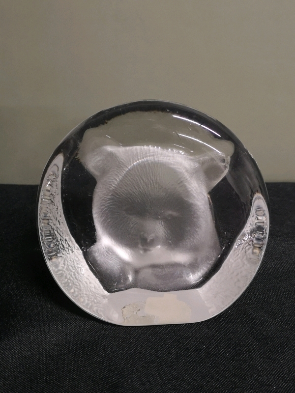 Vintage Zajecar Crystal Paper Weight - Bear 3.75" Diameter