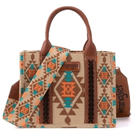 New Wrangler Ladies Southwestern Aztec Small Crossbody Tote Bag WG2203- 8120STN 10.5" x 5.5" x 8.5" w 46" Strap