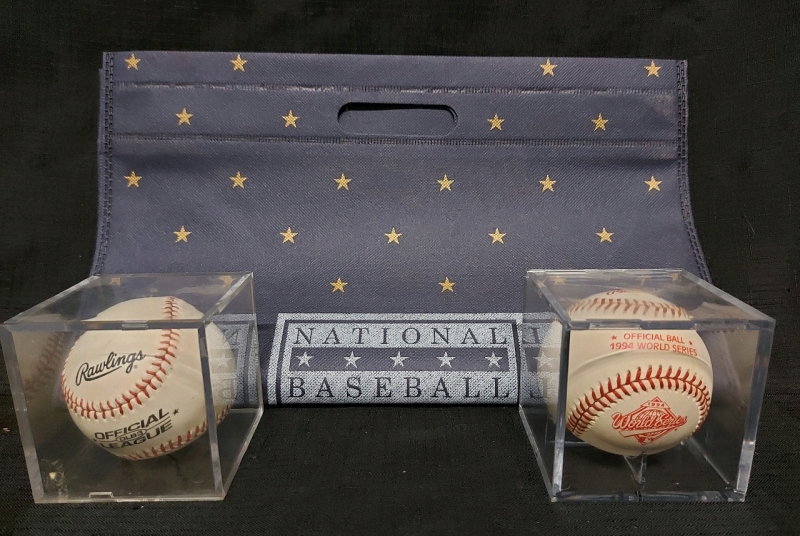 1994 World Series And Rawlings In Collectors Case And National Baseball Hall Of Fame Bag