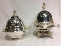 2 Vintage Silver Plate Domed Serving Dishes