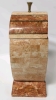 Vintage Maitland Smith Art Deco Influenced Tessellated Stone Storage Box with Brass Inlay 9.75" x 6.5" x 15.5" - 5