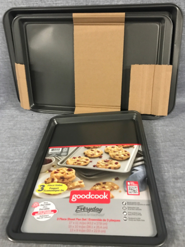New GoodCook Nonstick 3 Piece Pan Set 17x11, 15x10, 13x9&rdquo;