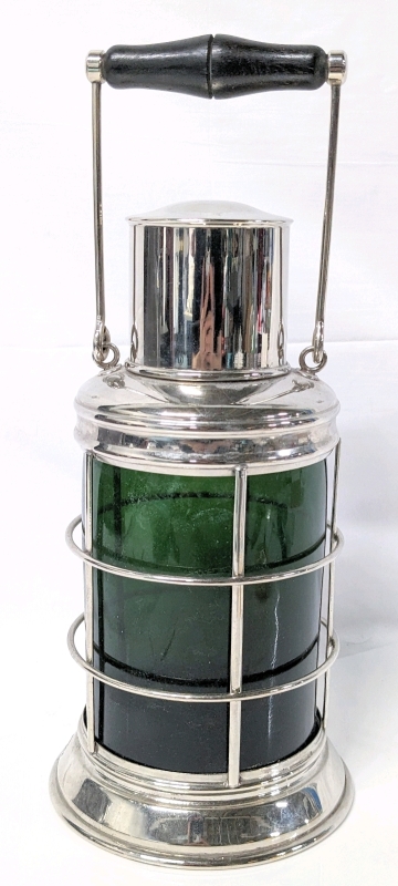 Vintage Ship's Lantern Cocktail Shaker, Green 10.25" Tall : Stamped AM India 2001 No. 1059E