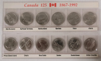 1992 (1867-) Canadian Canada 125 Provincial Quarter Set . 12 Coins