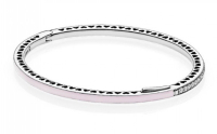 PANDORA Sterling Radiant Hearts Light Pink Enamel Hinge Bracelet