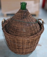 Large Country Wicker Demijohn Glass Bottle w Wired Lid-Lock 26" Tall x 21" Wide