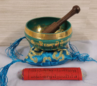 Tibetan Singing Bowl Set With Traditional Design Tibetan Buddhist Prayer Flag