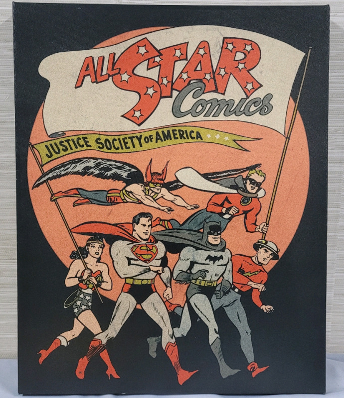 All-Star Comics Justice League of America Print on Canvas , Measures 16"&times;20"