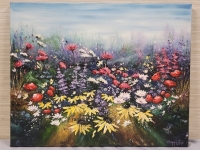 " Field of Flowers " by Connie Copperstone Oil on Canvas , measures 16"&times;20"