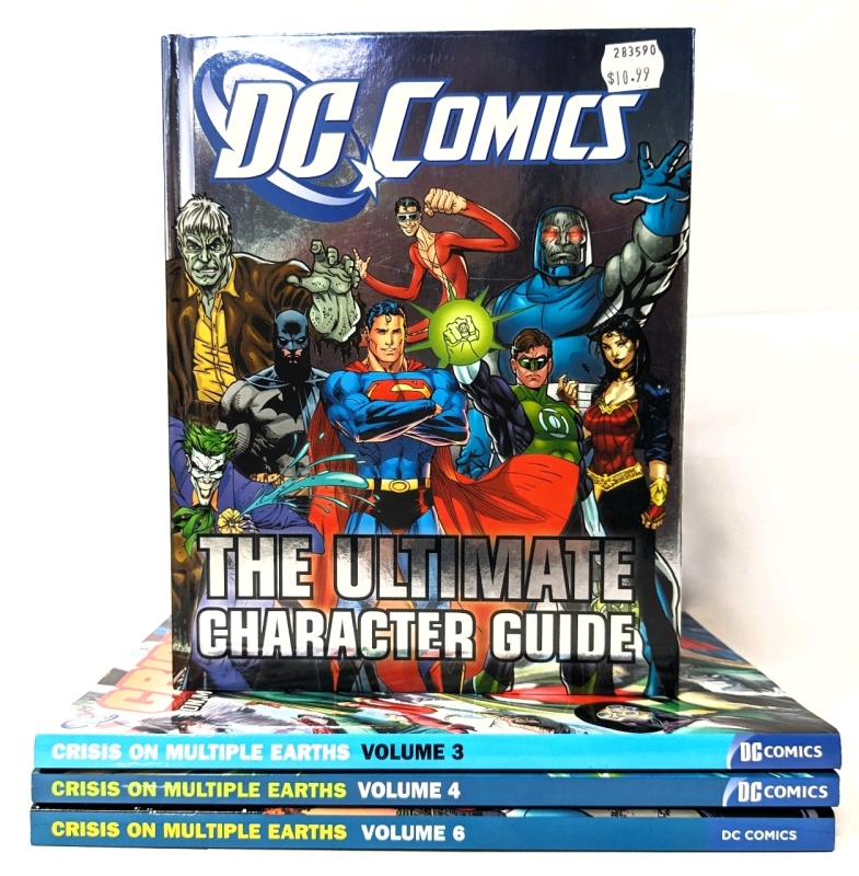 DC COMICS Crisis on Multiple Earths Volumes 3, 4, 6 (Paperback) & DC Comics : The Ultimate Character Guide (Hardcover)