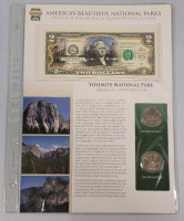 2010 USA Yosemite National Park Uncirculated Two Dollar Bill & Quarter Coin Set