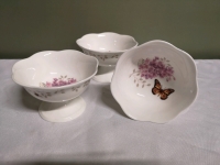 3 Lenox Footed Candy Dishes - Butterfly Meadow Pattern 3" tall