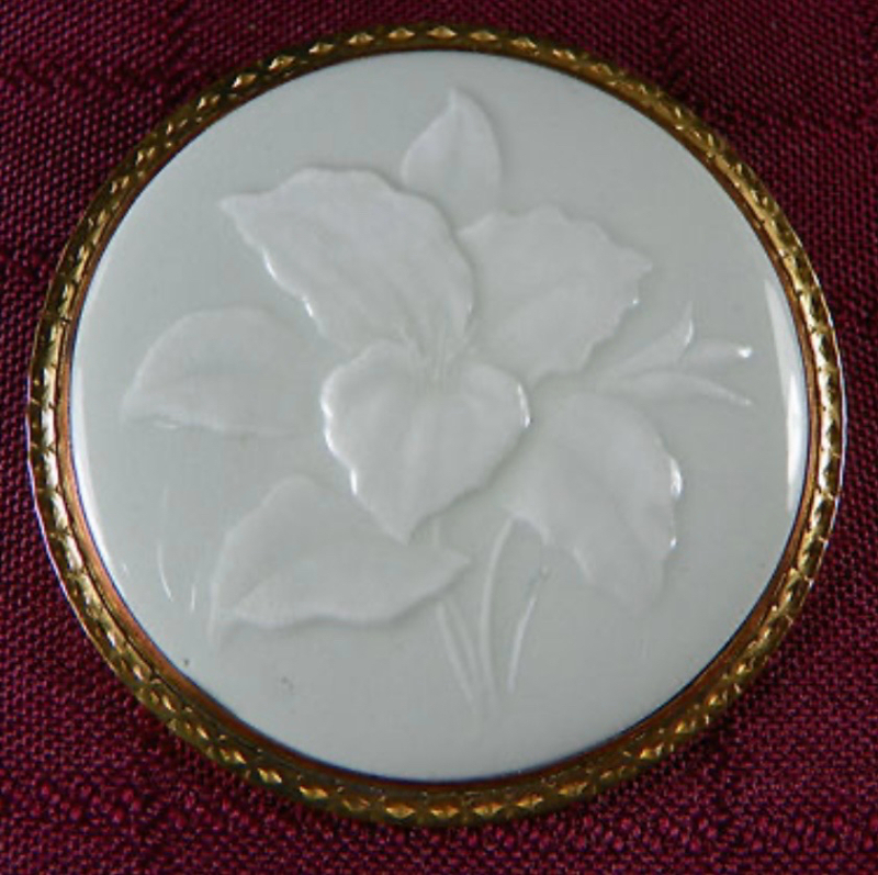 Royal Worcester Gold Filled Pale Green Porcelain Brooch Pendant