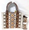 New Wrangler Southwestern Print Small Canvas Tote/Crossbody (Coffee) WG2202- 8120SCF 10.5" x 5" x 8.5" w 46" Strap - 3