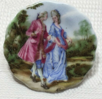 Coalport China England Brooch Courting Couple