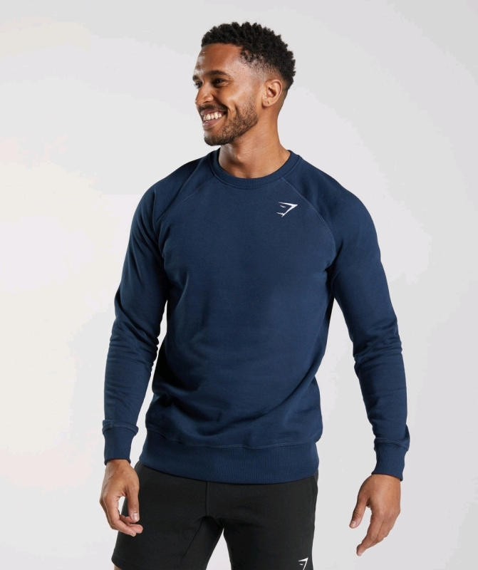 New Size XL GYMSHARK Crest Crew Sweatshirt | Navy