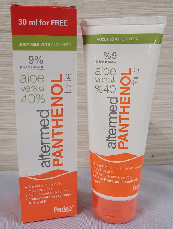 New - Altermed Panthenol Forte Body Milk 9% Aloe Vera Extract Lotio , 230ml Tube