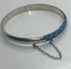 925 Sterling Silver Blue Leopard Print Enamel Hinge Bracelet - 2