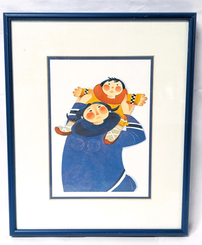 Vintage Rie Munoz "Gambell Mother" 1994 Framed & Matted Print 9.25" x 11.25"