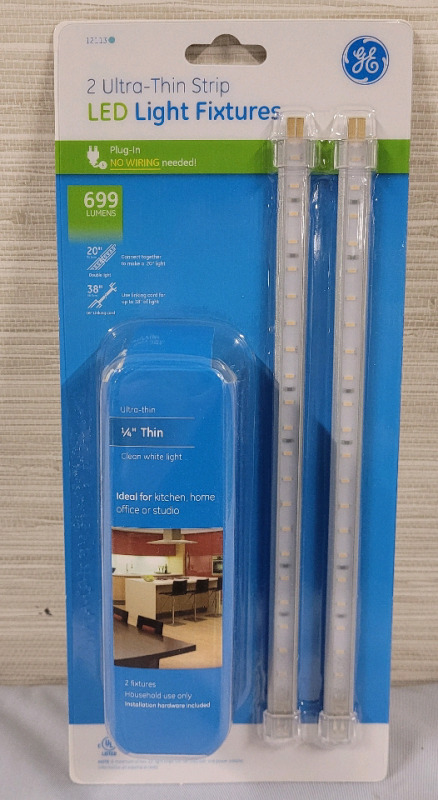 New - GE Undercabinet LED Light Fixtures , Two (2) 1/4" Ultra-Thin Strips