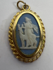 Wedgewood England Signed green Brooch + Demure blue Pendant - 2