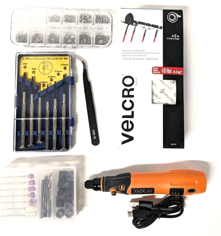 Various Tools : TackLife Cordless Rotary Tool PCG01B, Industrial Strength Velcro 2ft x 2", 6 Piece Precision Screwdriver Set w Tiny Screws & Tweezers