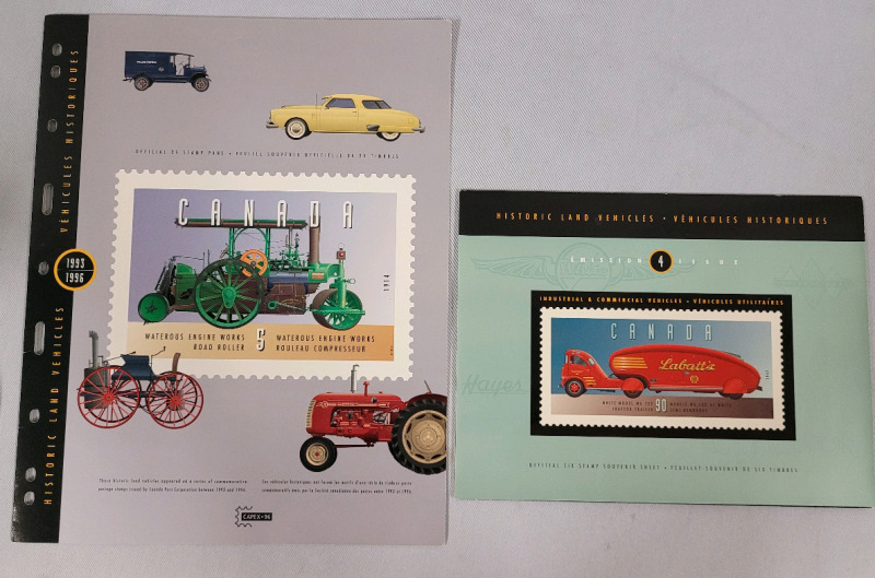 Canada Post ' Historic Land Vehicles ' Stamp Sets , Unused