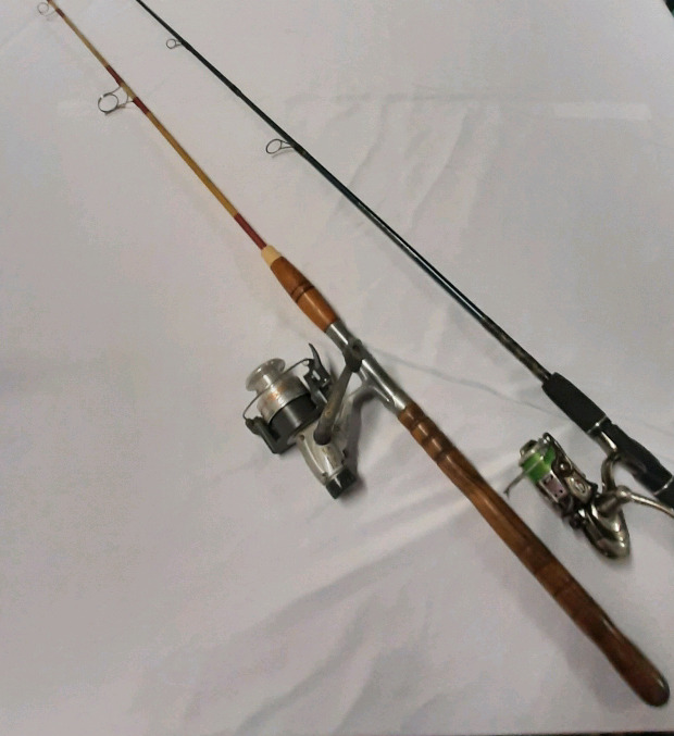 Roddy 6' 6" Ltd Edition Fresh Water Spin Pole with an Abu Garcia Cardinal 302 Reel. 5'6" Wood? Rod with a Zebco Quantum SS 4 REEL