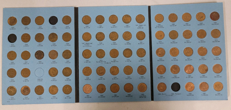 1920 - 1988 Canadian Pennies in Blue Book . Includes 1924 Penny