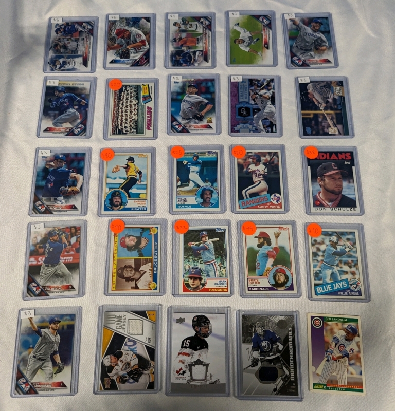 25 Baseball and ahockey Cards. Vintage to Newer. Topps, Upperdeck and More