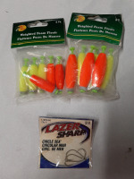 2 Packs of Weighted Foam Floats and a Package of Circle Sea Hooks