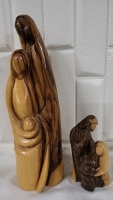 2 Carved Wood Figurines - Single Wood Pieces