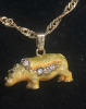 Rhinestone Glistening Enamel Hippopotamus Pendant Chain - 3