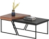 New Soges Black&Brown Modern Stacking Side Table Set of 2 - 10FJGSCT03BK